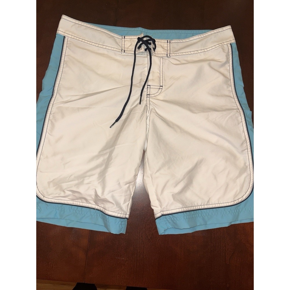 Vintage Y2K 00s 90s LILU Women's Size 11 Board Shorts Surf Swim Waves White Teal